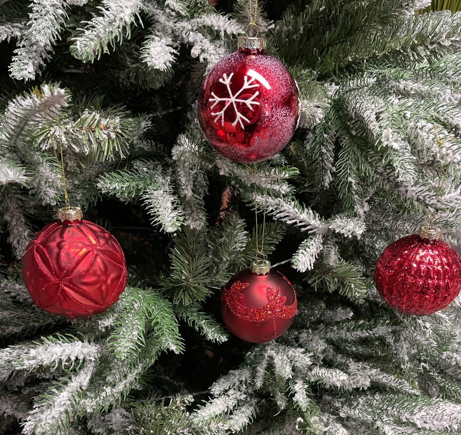 MC-Trend 12er Set edle Luxus Glas Weihnachtskugeln Ø 8cm Weihnachtsbaum Kugeln Christbaumkugeln Weihnachts Deko (ROT)