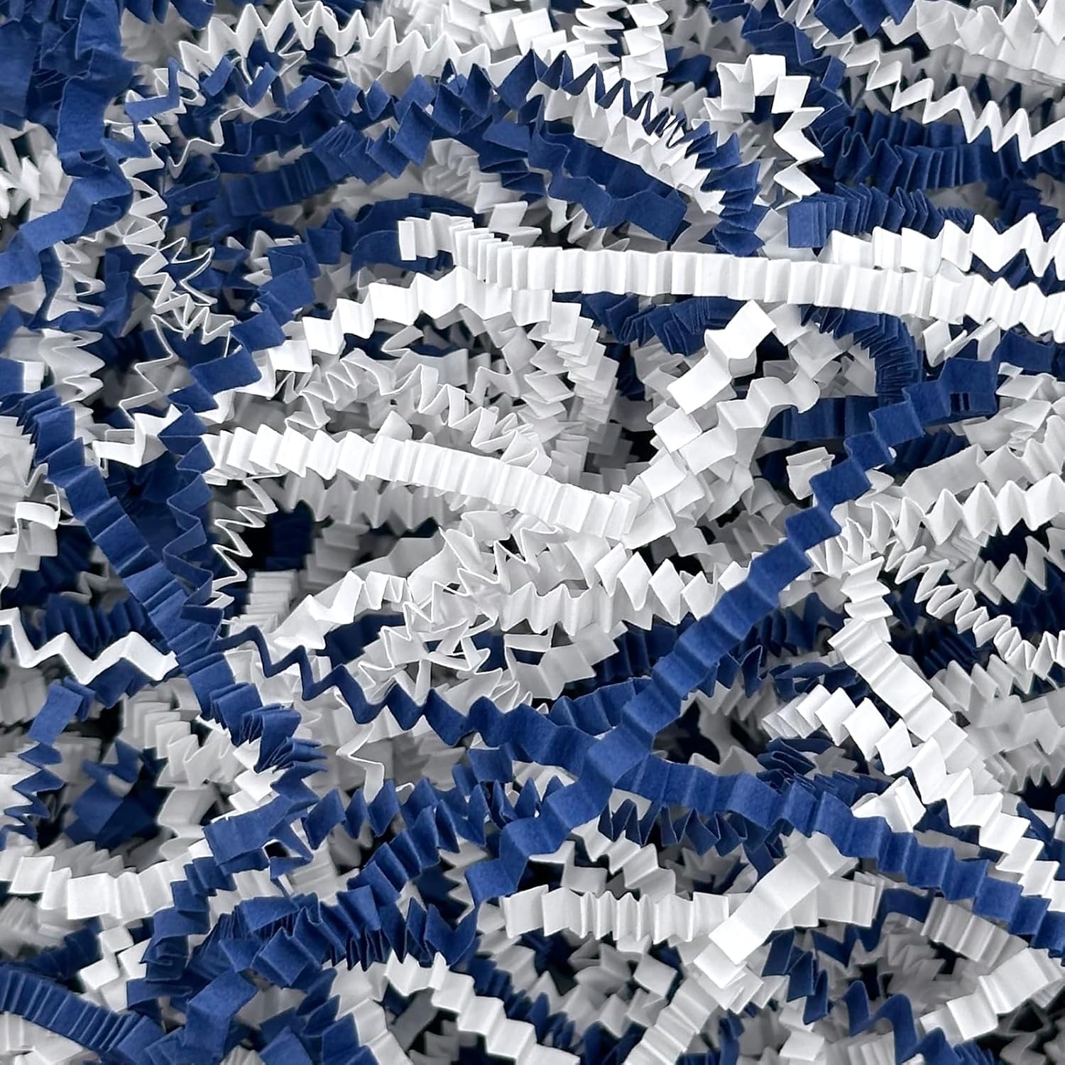 1LB Crinkle Cut Paper Shred Filler for Gift Box Bag and Basket On Holidays (Blue & White)