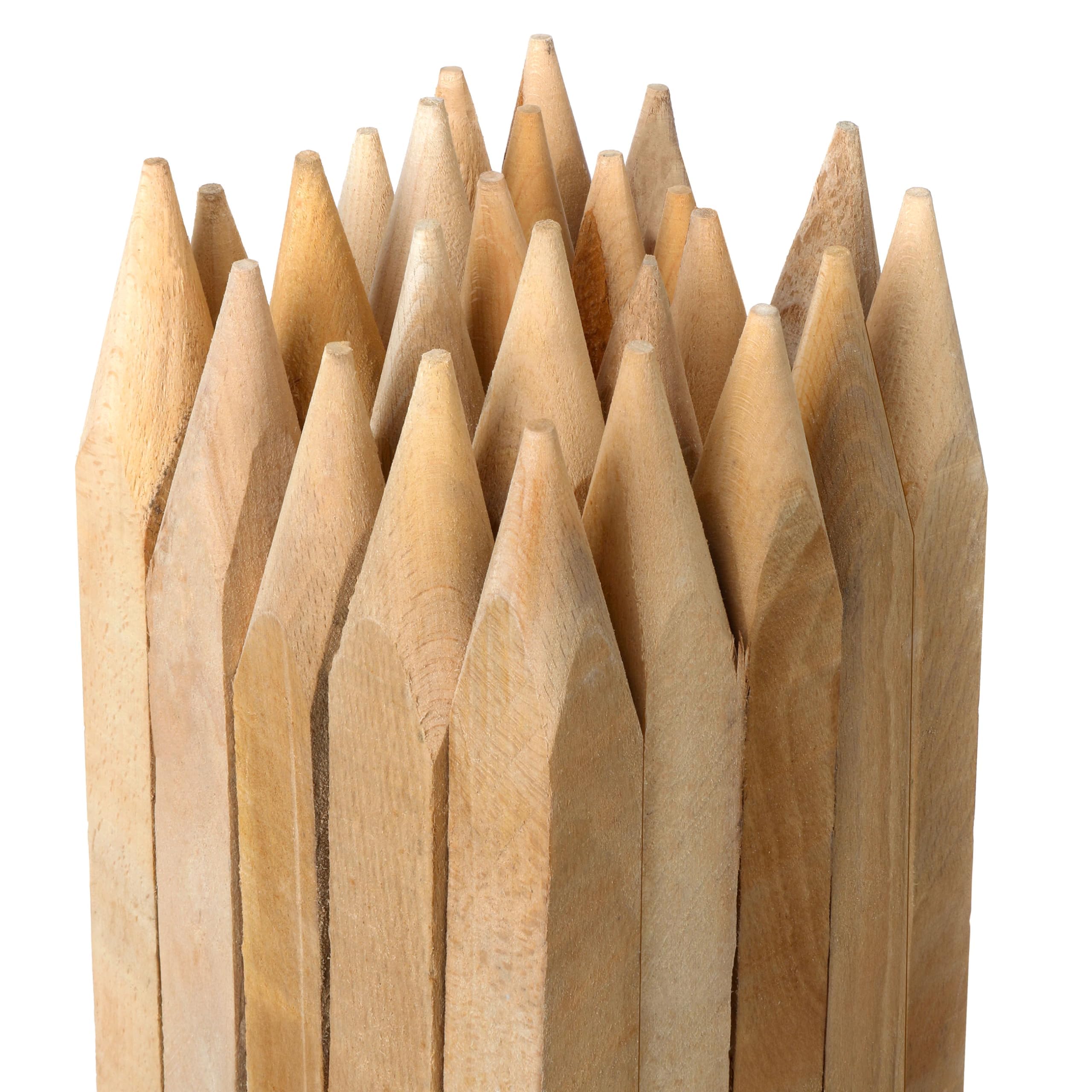 tiges en bois de hêtre, poteaux en bois - Support pour plantes idéal pour les poteaux de clôture, travaux de jardinage et DIY - Tiges de plantation robustes - Piquets en bois de 25 mm de
