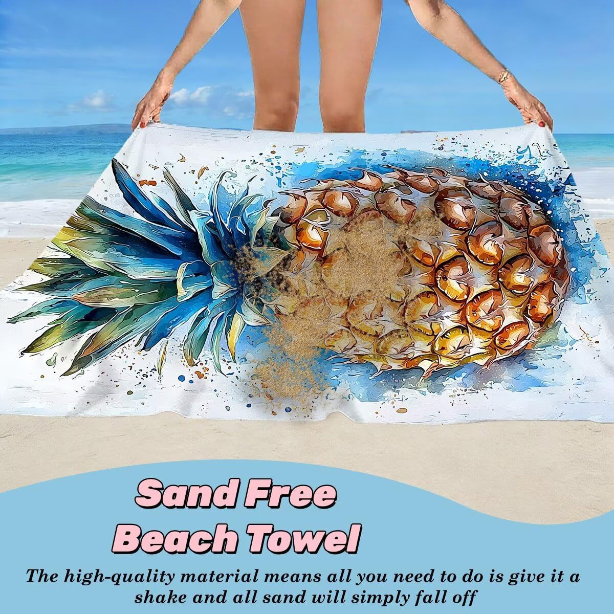 Juego de 2 Toalla Playa Grande 80x160 cm, Secado Rapido Toalla Microfibra Gimnasio, Antiarena Toallas de Playa Piña, Grande Ligera Compacta Toallas Microfibra Mujer Hombre para Viaje Piscina -5120