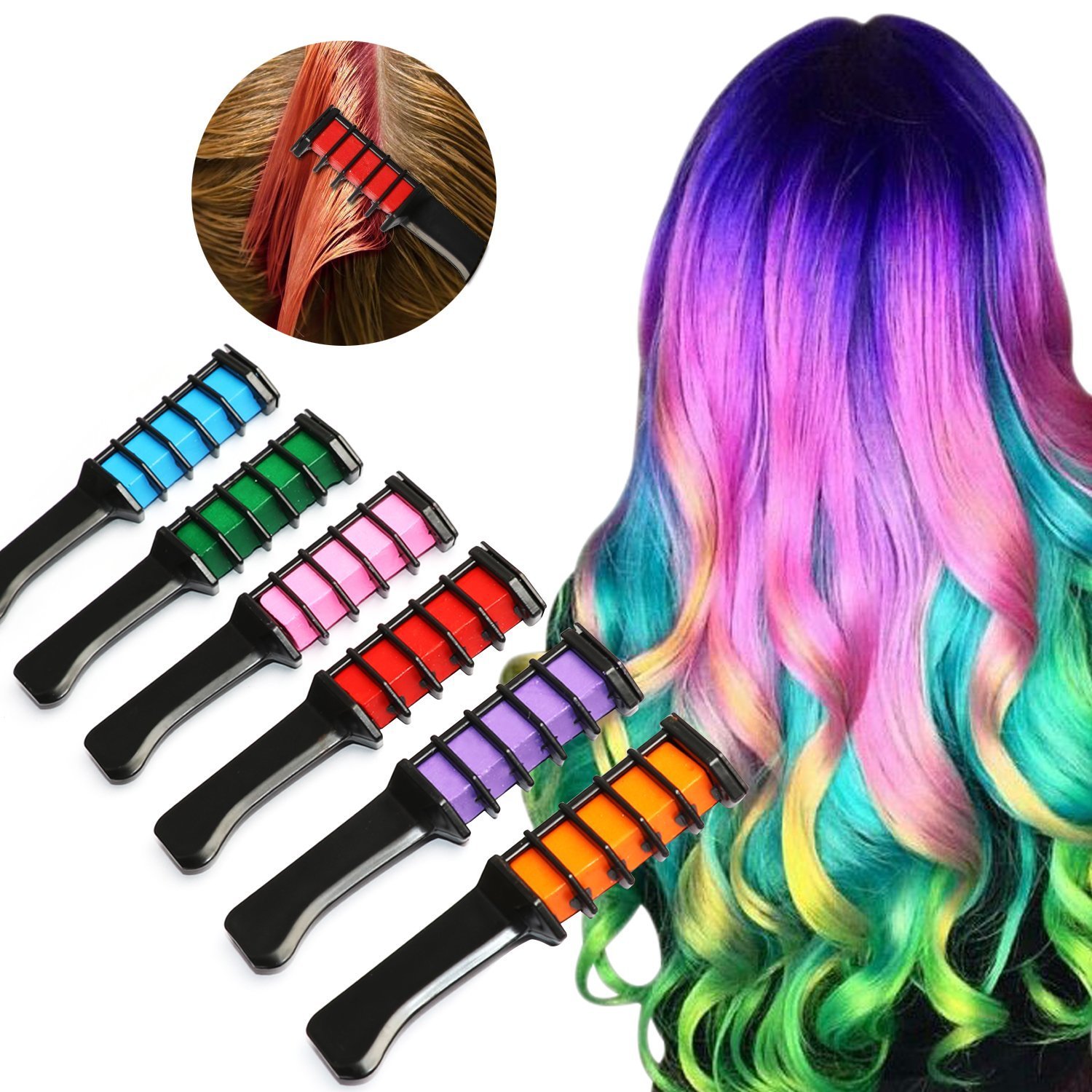 Hair Chalk Comb, Temporary Hair Chalk Color Set, Mini Instant Hair