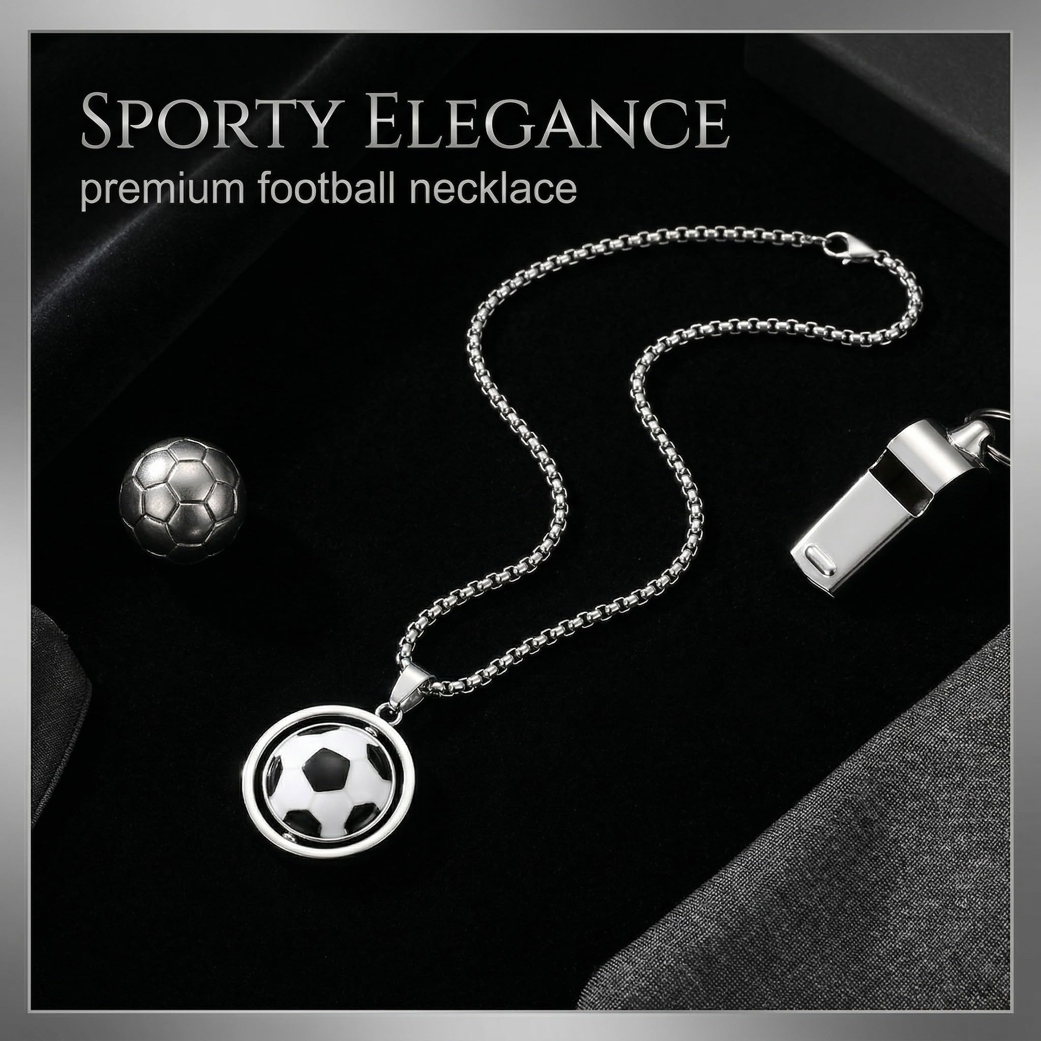 Collier Football pour Homme Garçon - Pendentif Ballon de Foot en Acier Inoxydable - Cadeau Supporter de Foot