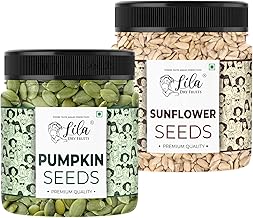 LDF Raw Pumpkin and Sunflower Seeds Combo 500g Each Pack of 2 | Protein Rich Healthy Snacks | High Fiber Superfood | Immunity Booster Diet | Seeds for Eating, Roasting 1 kg Perfect for Gifting