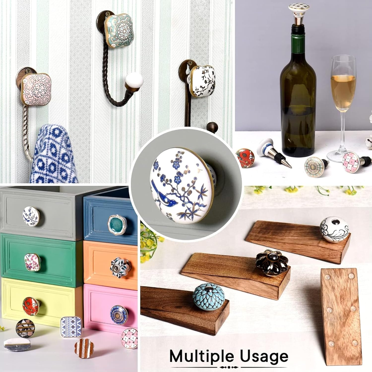 Indian Shelf 12 Pack Brown Leaf Flower Ceramic Modern Drawer Pulls Cabinet Handles Dresser Knobs Contemporary Look