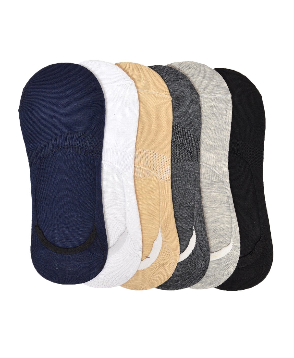 Crux&hunter Men's Cotton Invisible Socks with Anti-Slip Silicon No Show (Multicolour, Free Size) - Pack of 6