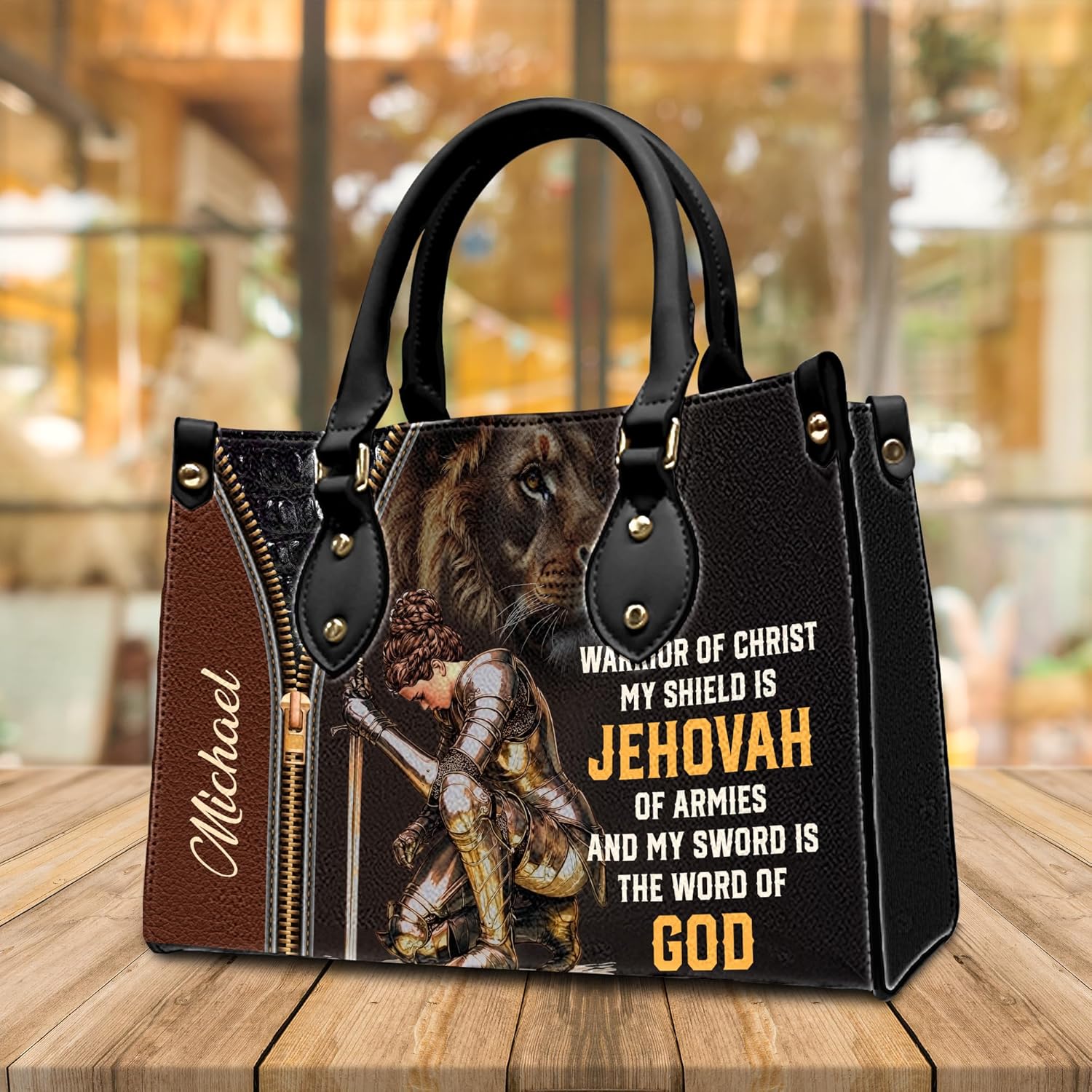 Personalized Christian Leather Handbag, Jesus Christian Tote Bag, Bible Purse, Religious Bags Gift for Mom, Women - Image 6