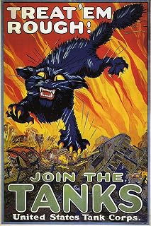 Treat Em Rough Join The Tanks Vintage World War One WW1 WWI USA Military Propaganda Poster