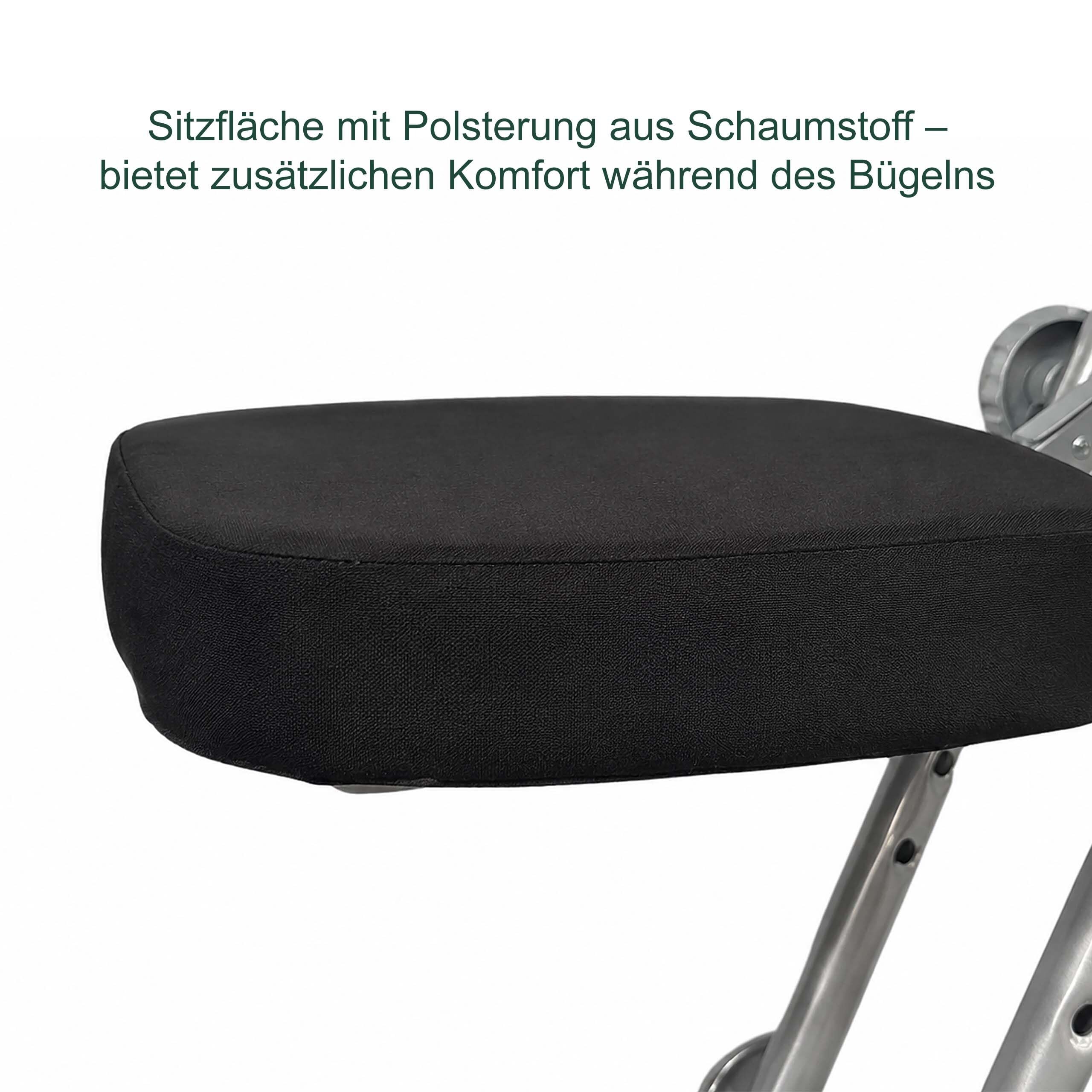 Relaxdays Stehhilfe, 58–73 cm höhenverstellbar, schwarz/Silber | 100 kg belastbar, Büro & Haushalt, klappbarer Stehstuhl