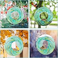 Vista 6 de Yinns Comederos de vidrio para pájaros colgantes en el exterior, comedero para pájaros con forma redonda solar para decoración de jardín de patio