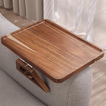 Acacia Wood Couch Arm Tray,Folding Sofa Armrest Table