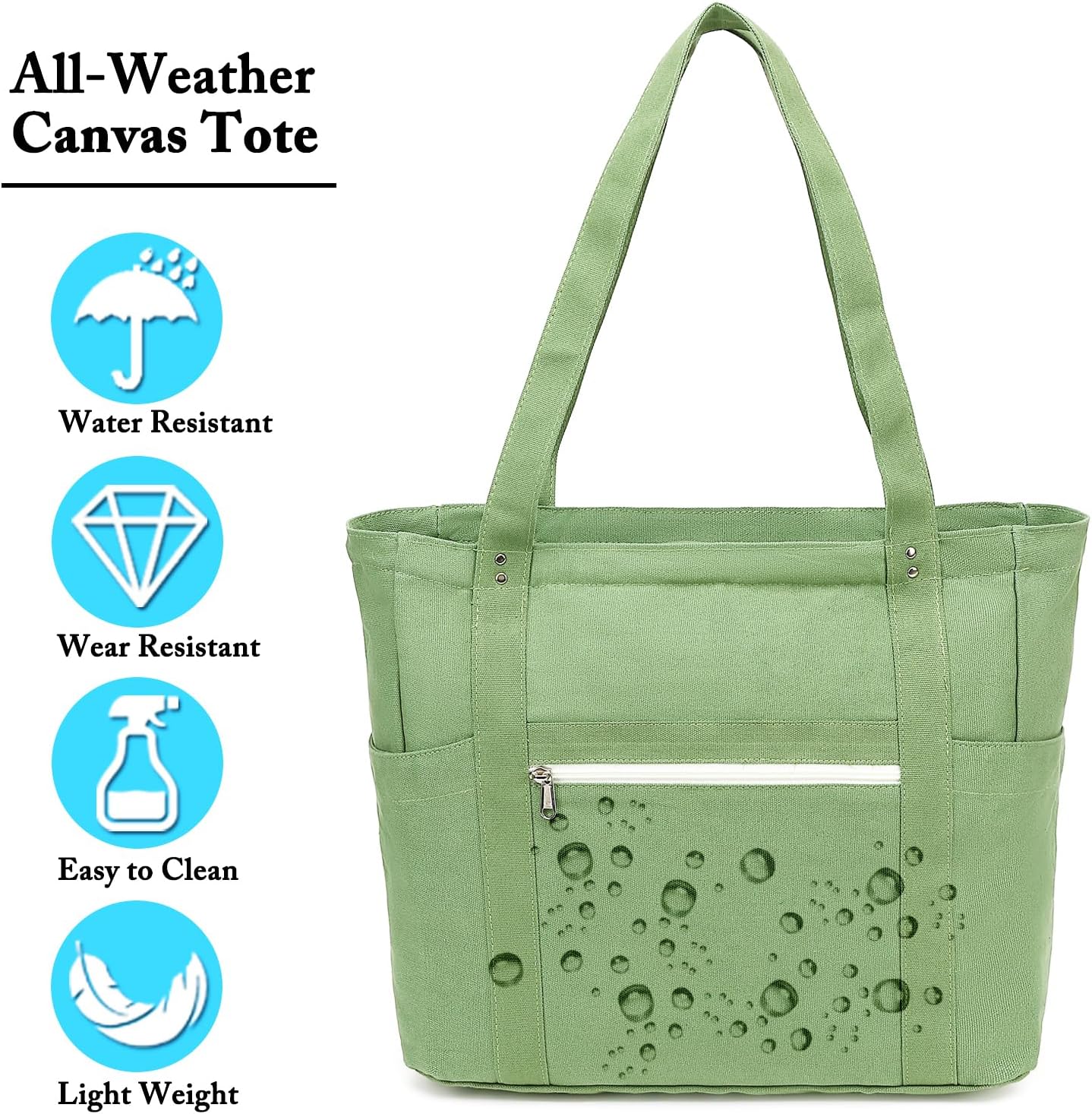 Large Canvas Tote Bag for Women with Zipper & Compartments, Crossbody Laptop Bags for Work College Travel - Image 8