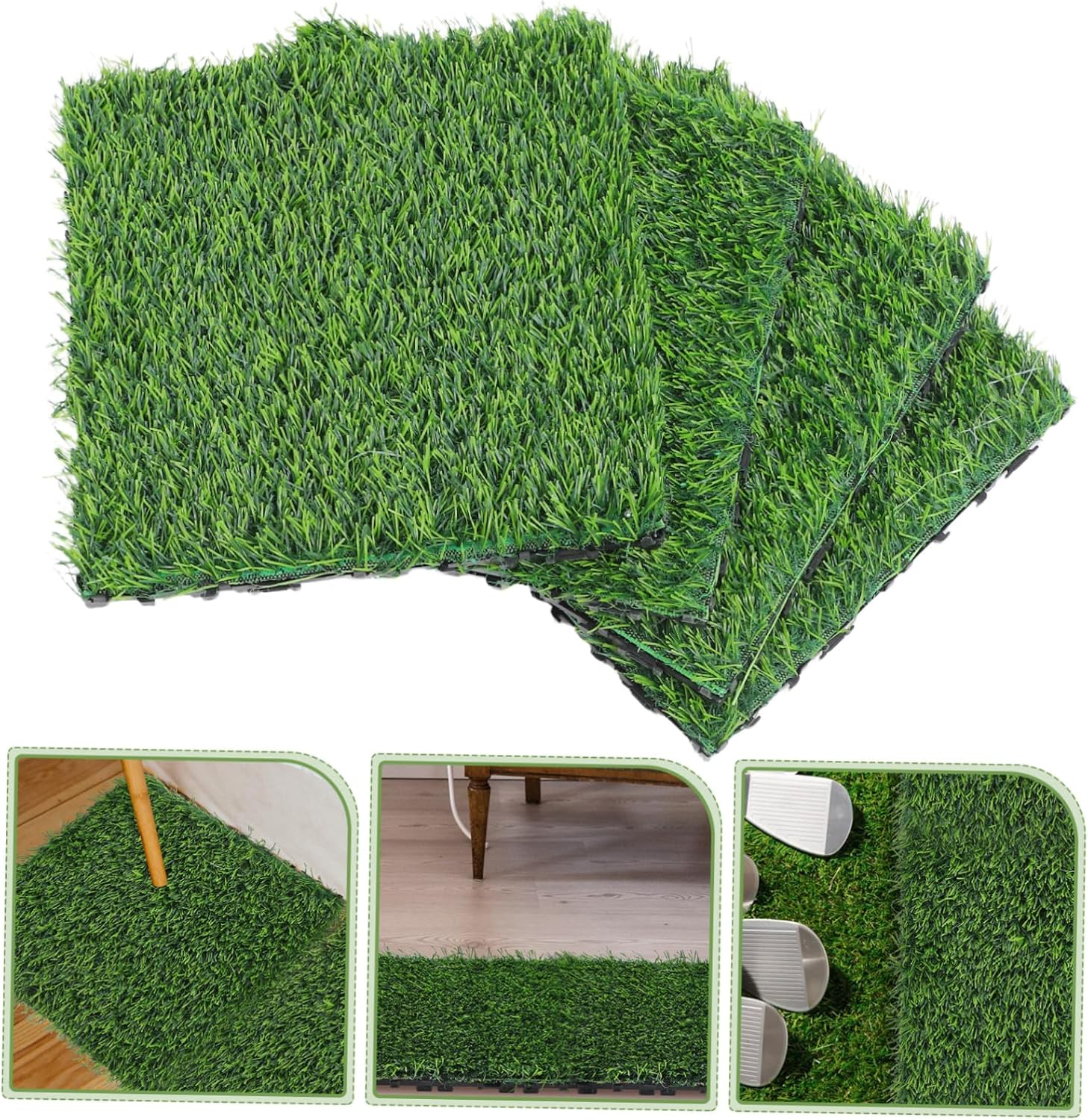 4pcs Realistic Artificial Grass Mat Synthetic Turf for Indoor Outdoor Use Faux Grass Rug for Garden Balcony Landscape Decor Easy to Clean Natural Appearance