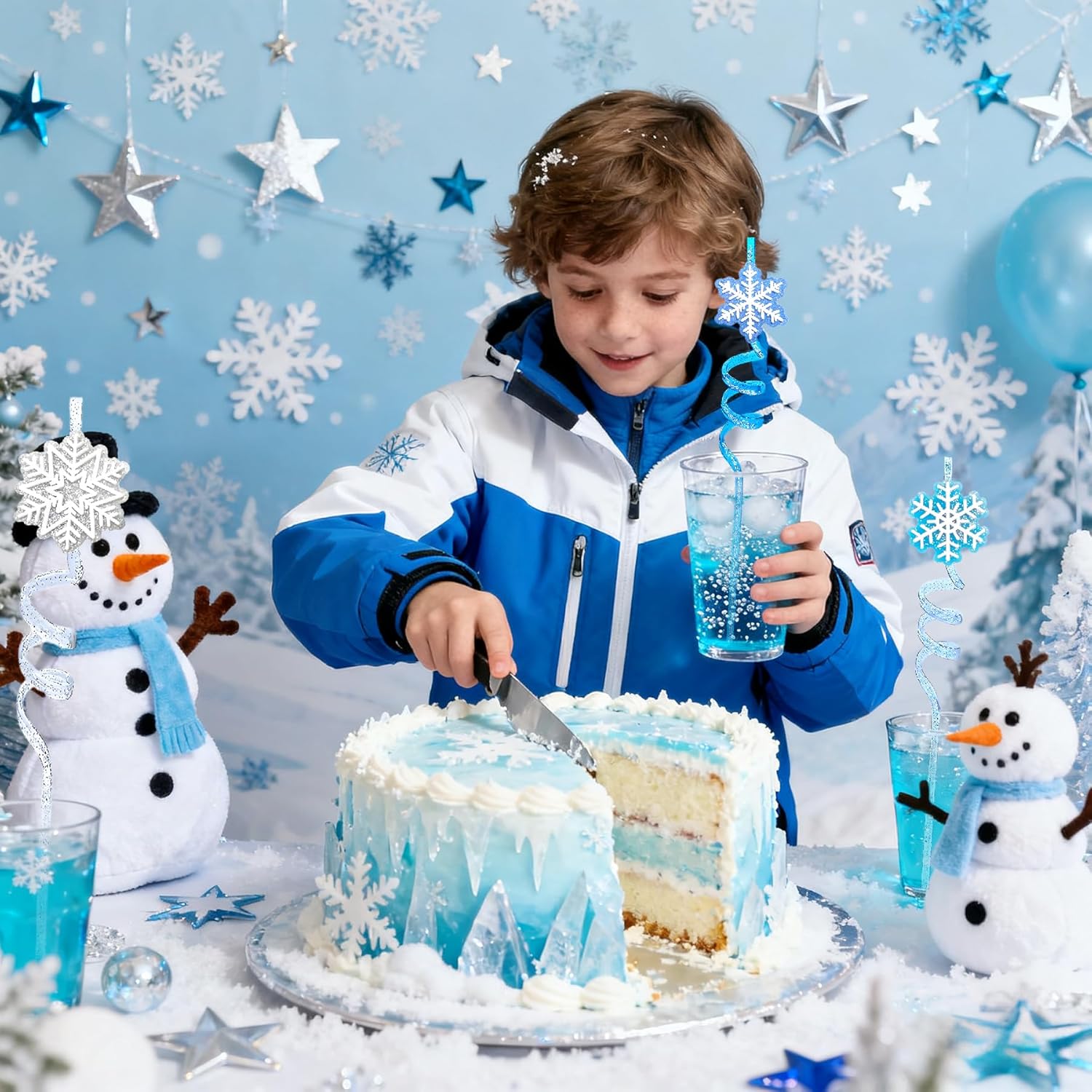 LEDUO Reusable Frozen Drinking Straws-24Pcs Glitter Snowflake Plastic Straw Party Favors-Frozen Party Decoration -Winter Snow Birthday Party Decor Supplies-Christmas Goodie Bag Stuffer Classroom Prize - Image 6
