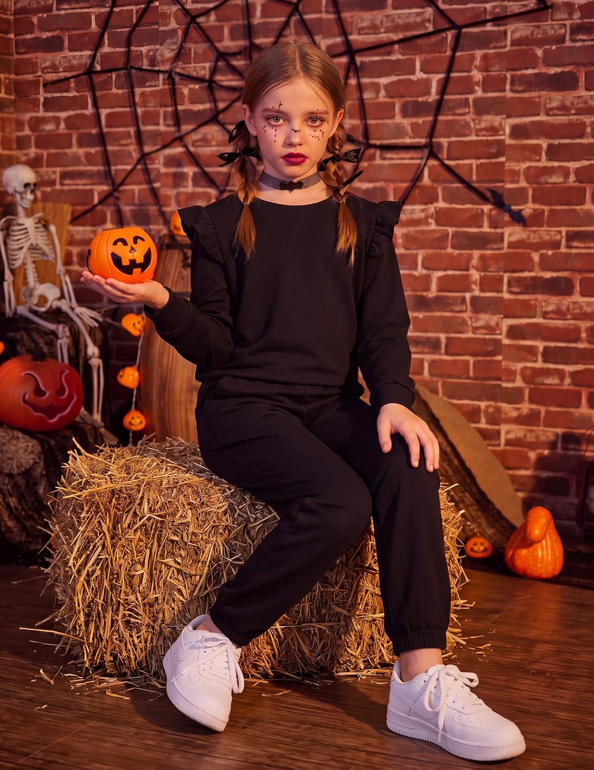Arshiner Girls 2 Piece Outfits Long Sleeve Ruffled Tops and Pants Set image 4