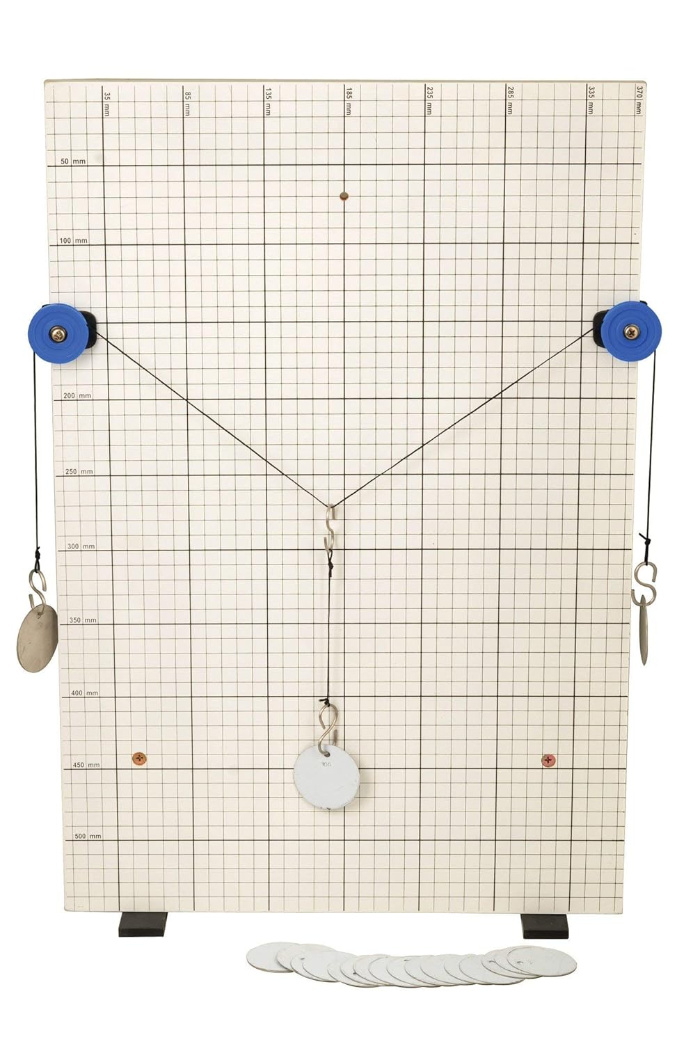 Eisco - Vector and Force Board Study Apparatus, Includes Pulleys, S Hooks, String, 10g Masses & 55cm x 37.5cm Backboard, Free-Standing Grid for Physics Force & Vector Experiments