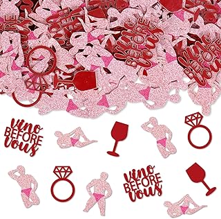 Whaline 300Pcs Wine Bachelorette Table Confetti Vino Before Vows Wine Glass Diamond Ring Funny Male Table Centerpieces for Bridal Shower Wedding Party Decoration