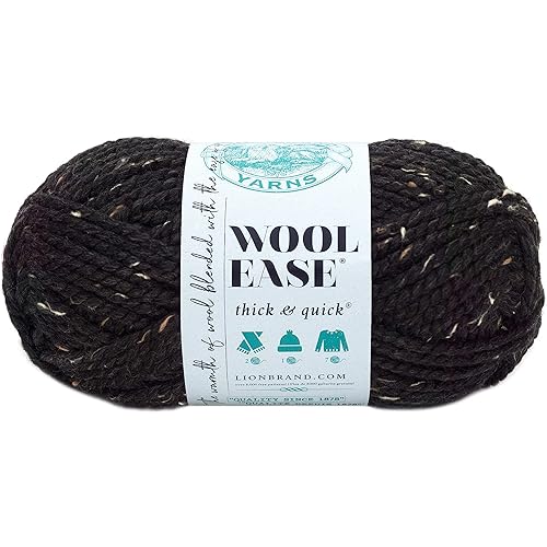 Lion  640-155 Wool-Ease Thick & Quick Yarn , 97 Meters, Obsidian