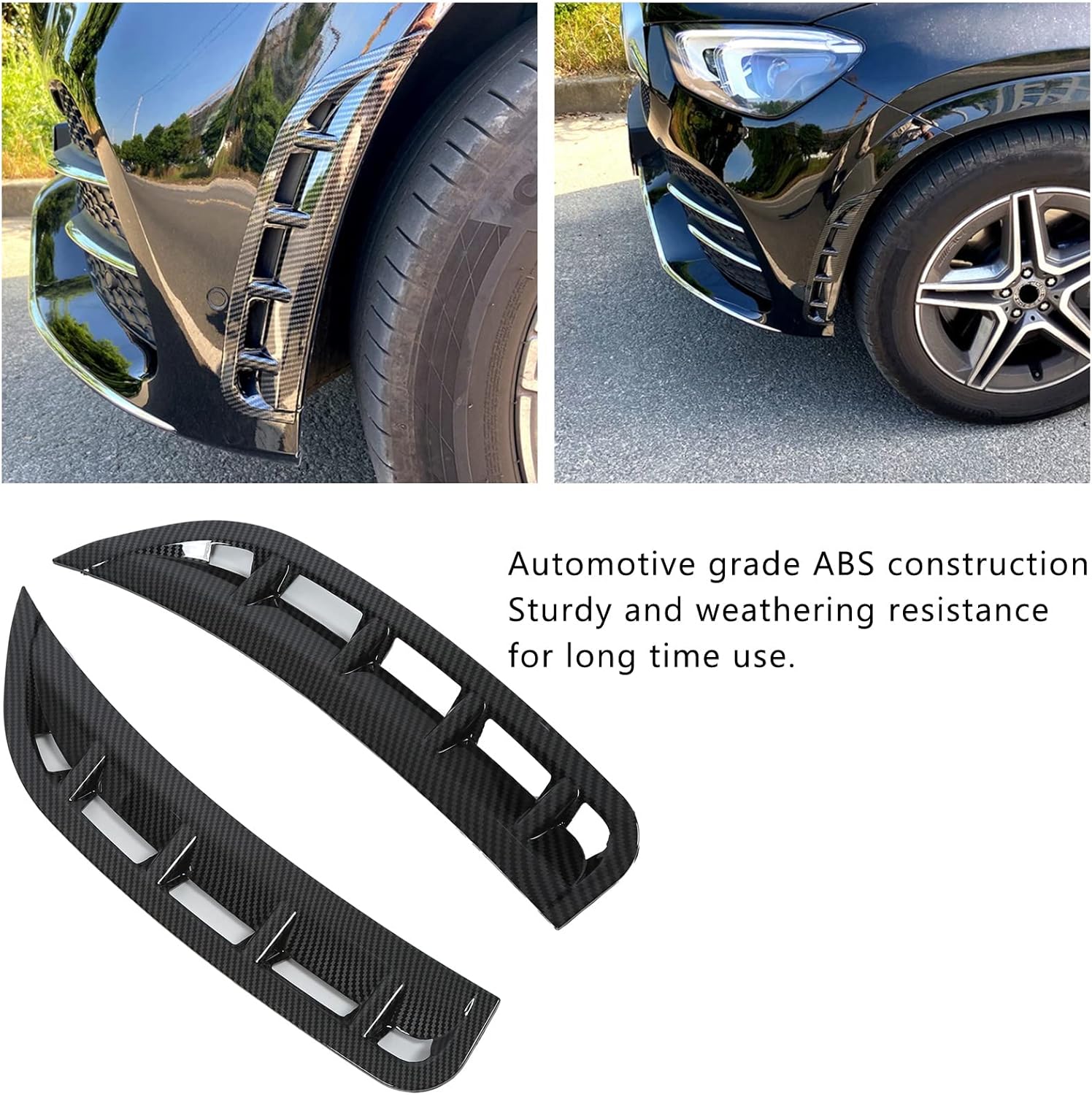 Front Bumper Air Vent Spoiler Splitter, 2 pcs Glossy Black ABS Front Bumper Side Air Vent Spoiler for GLE Class W167 V167 AMG?Line 2019+
