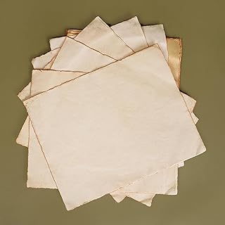 PKV PAPER Handmade Deckle Edge Paper A5 8x6 Inch, 150 GSM Thick Cotton Vintage Rustic Sheets, 50 Pack for Calligraphy, Watercolor, Wedding Invitations, Printing, Journaling & DIY Crafts