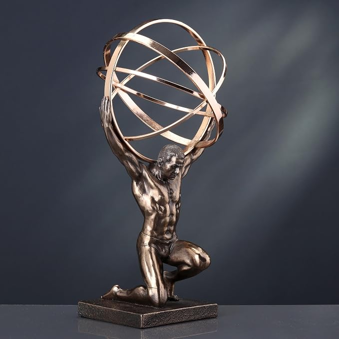 Estatua Atlas con esfera celestial 9 pulgadas bronce miniatura 8