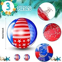 Vista 2 de Juego de 3 bolas de playa patrióticas inflables para piscina, bolas de playa rellenas de estrellas con confeti de 16 pulgadas, bolas de playa