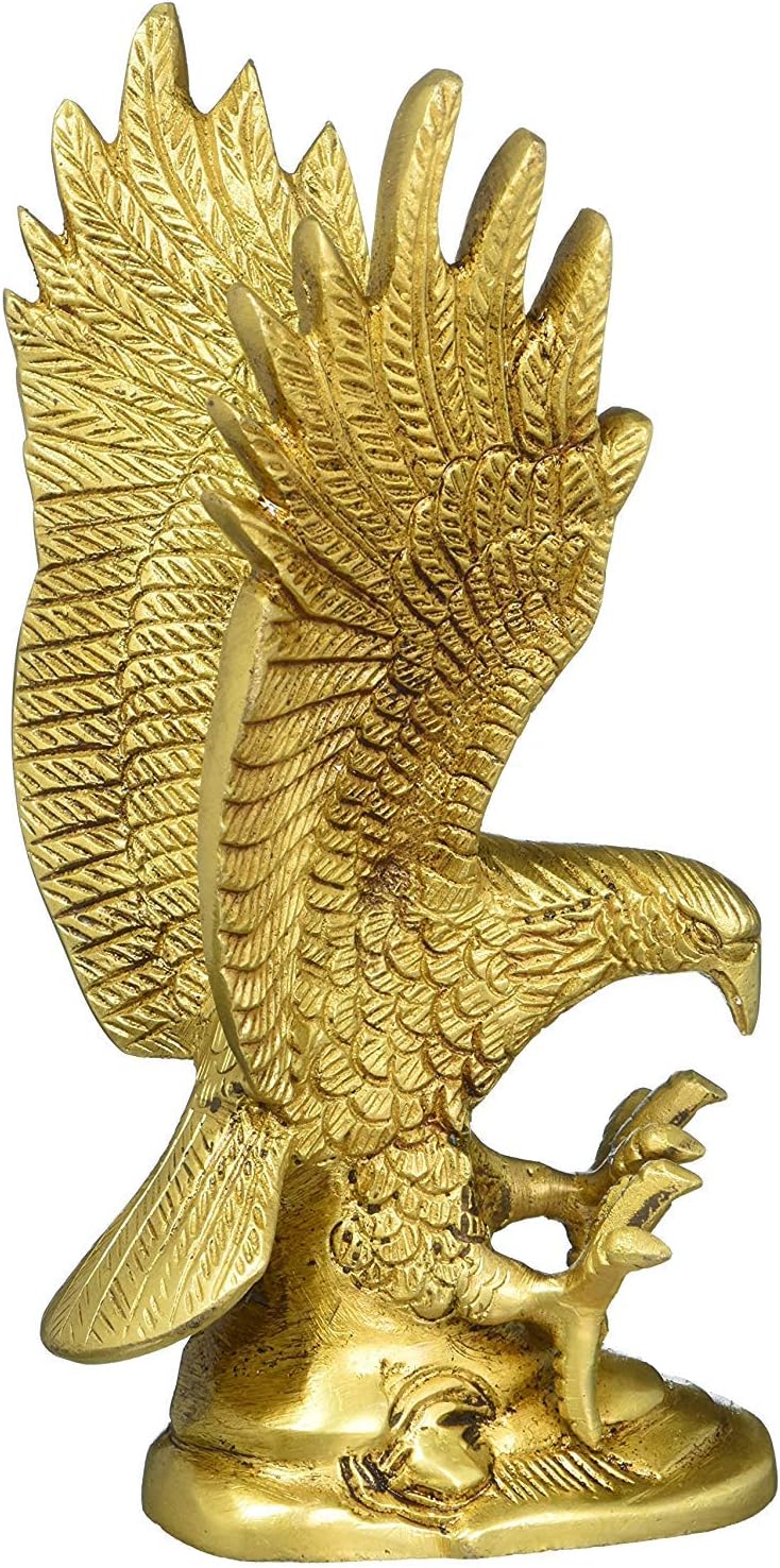 athizay Eagle Showpiece for Home Decoration Brass Eagle Statue Bird Figurine 16 cm Gold Finish Bird Sculpture Decorative and Gifting Item