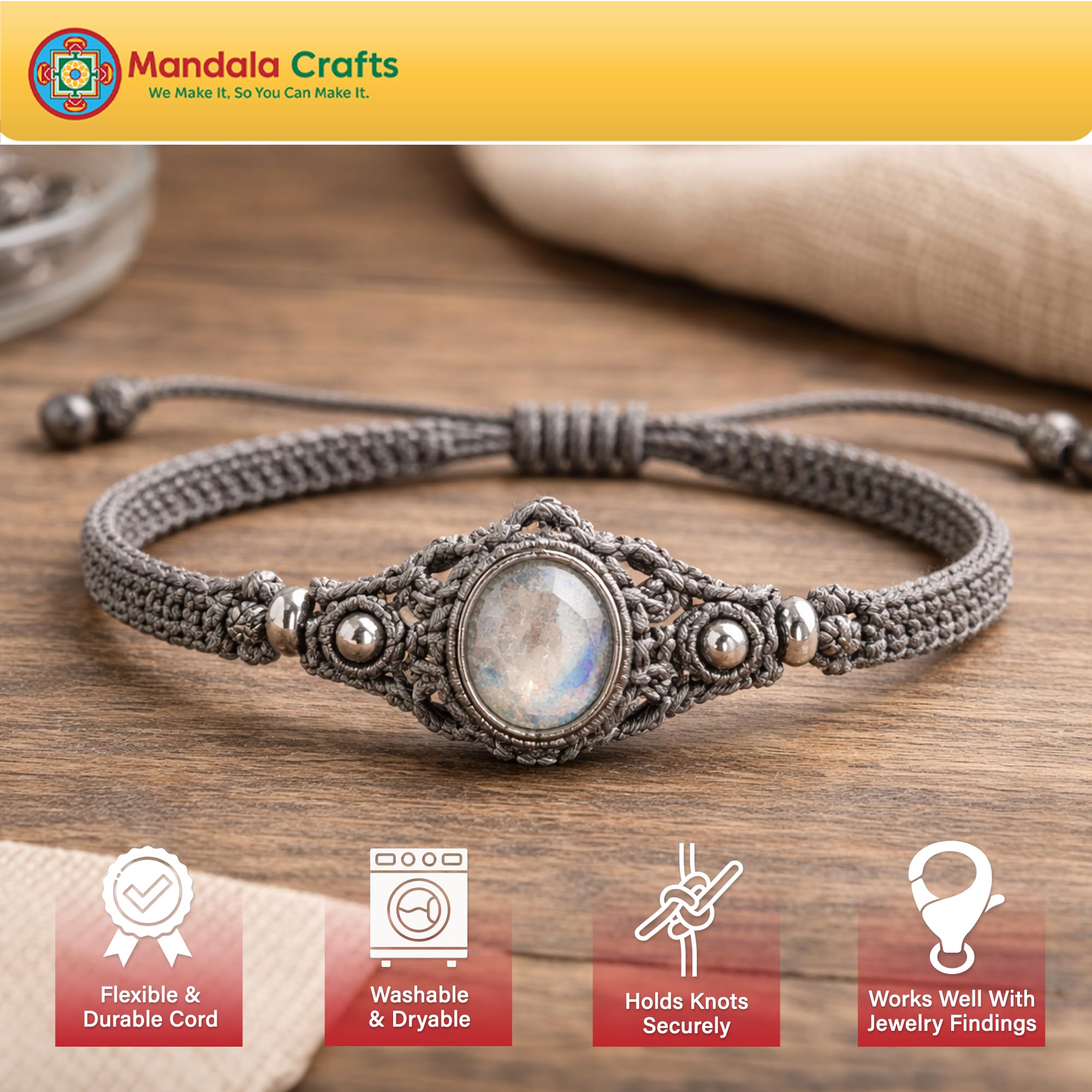 Fatan ブレスレット【ブラック✖️2本セット】ワックスコード Amazon.co.jp: Mandala Crafts グレー 韓国ワックスコード – 2mm 89