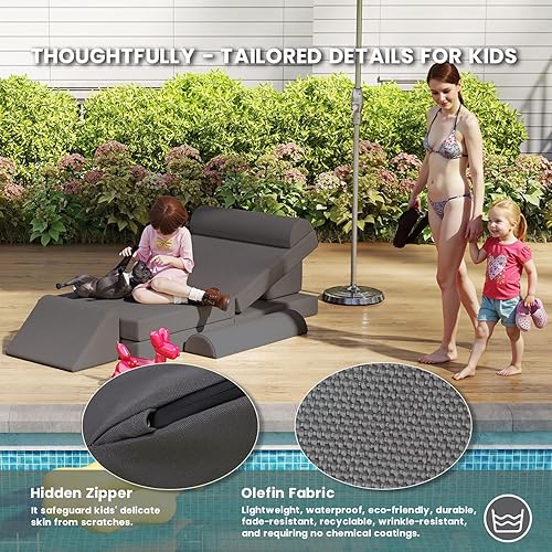 Miniatura 5 de jela Sofá para niños, sofá modular impermeable para exteriores e interiores, sofá seccional resistente a los rayos UV, sofá modular de espuma para