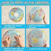 Vista 3 de 10 linternas de papel con mapa del mundo, 10 pulgadas, globos de papel, linternas de mapa, decoración de aula, mapa de viaje, linterna de papel