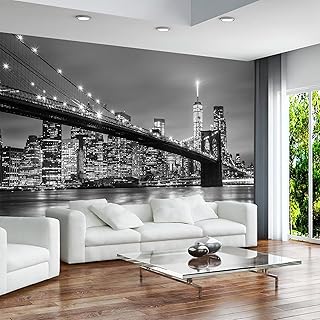 JHISY Grey City Wall Mural Wall Art Decor Large Murals for Walls for Living Room Bedroom Wallpaper Wall Stickers