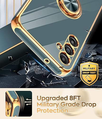 Miniatura 7 de LeYi Funda para Samsung Galaxy A14 5G con protector de pantalla de vidrio templado (paquete de 2) Soporte de anillo giratorio de 360, soporte