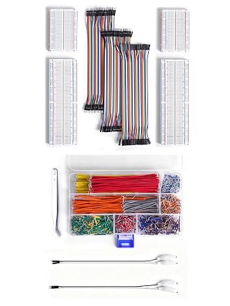 Solderless Breadboard and Jumper Wires Kit, 840 Pieces U-Shape Magnetic Breadboard Jumple Wire & Alligator Clip Test Leads with Box & Tweezers