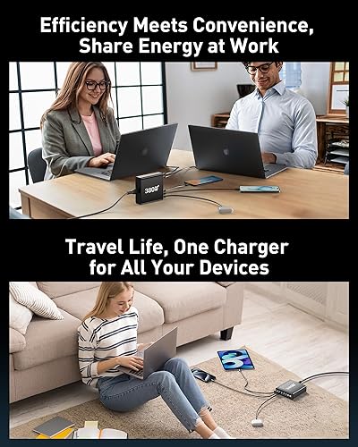 Miniatura 6 de Bloque de cargador USB C de 280 W con 4 cables USB, estación de carga USB C de 8 puertos GaN 100 W, adaptador de cargador para portátil compatible