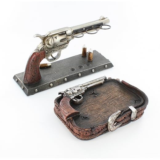 Six Shooter Gürtelschnalle Badezimmer Set – Zahnbürstenhalter & Seifenschale Western Pistole Gun Decor