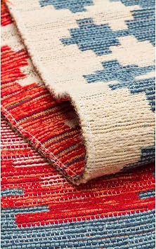 NOMAD NMD 04 NAVY Yıkanabilir, Çift Taraflı Kullanıma Uygun Yumuşak Tuşeli Otantik Kilim, Çok Renkli, 80 x 150