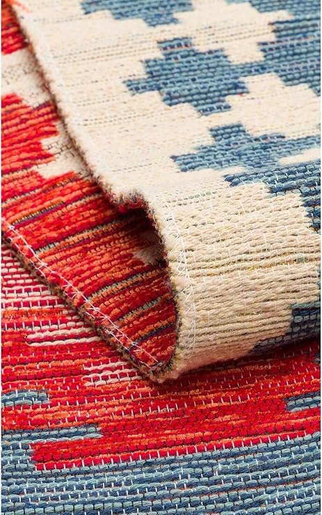 NOMAD NMD 04 NAVY Yıkanabilir, Çift Taraflı Kullanıma Uygun Yumuşak Tuşeli Otantik Kilim, Çok Renkli, 80 x 150
