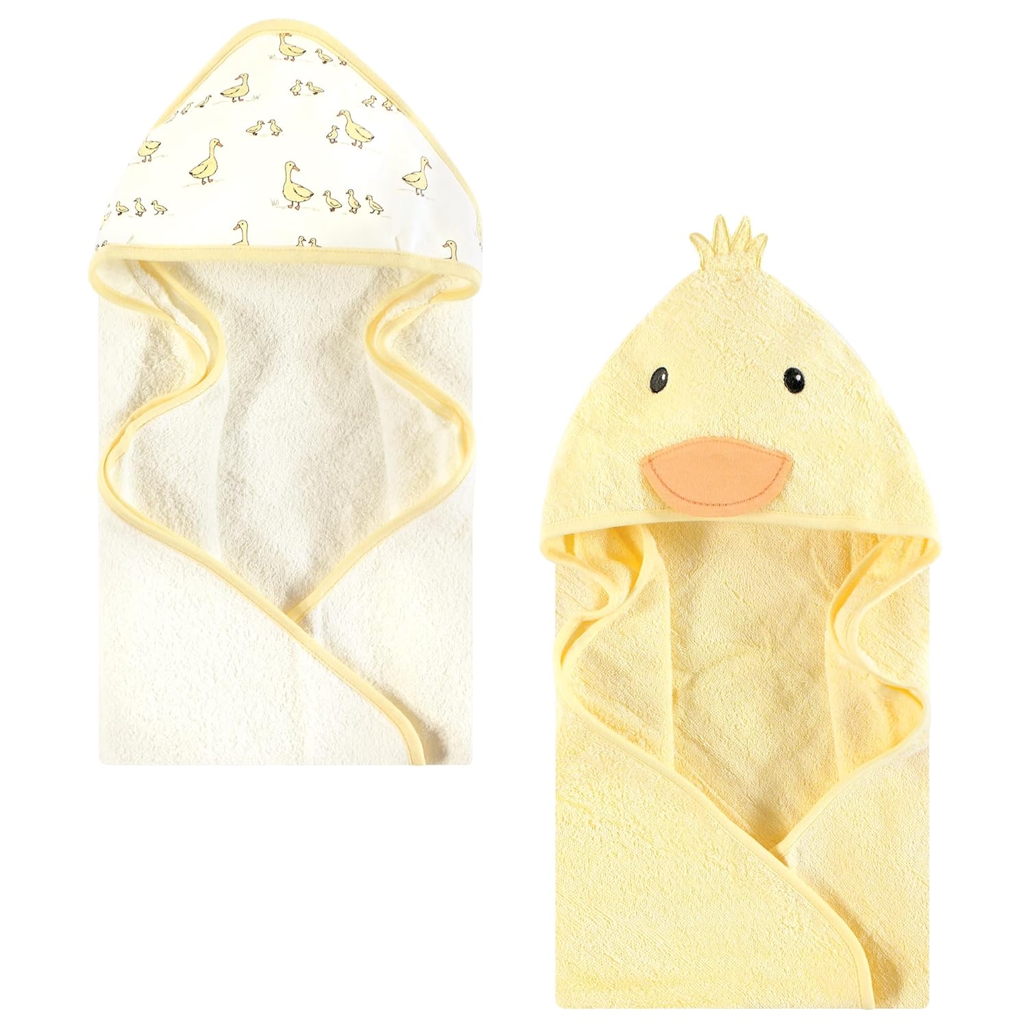Hudson Baby Unisex Baby Cotton Animal Face Hooded Towel, Yellow Duck, One Size