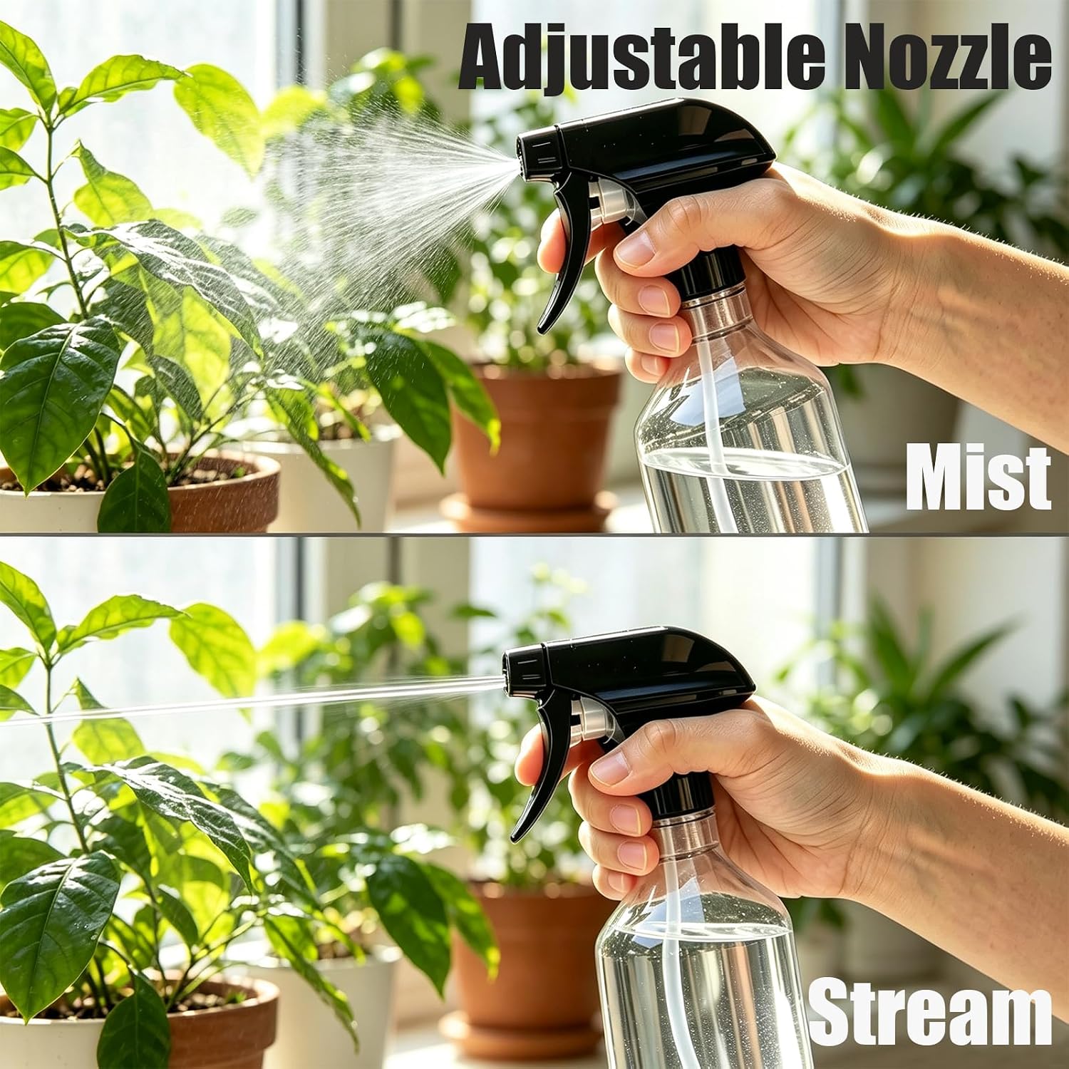 2 Pack 10 oz Empty Spray Bottles, 360° Any-Angle Spraying for Cleaning