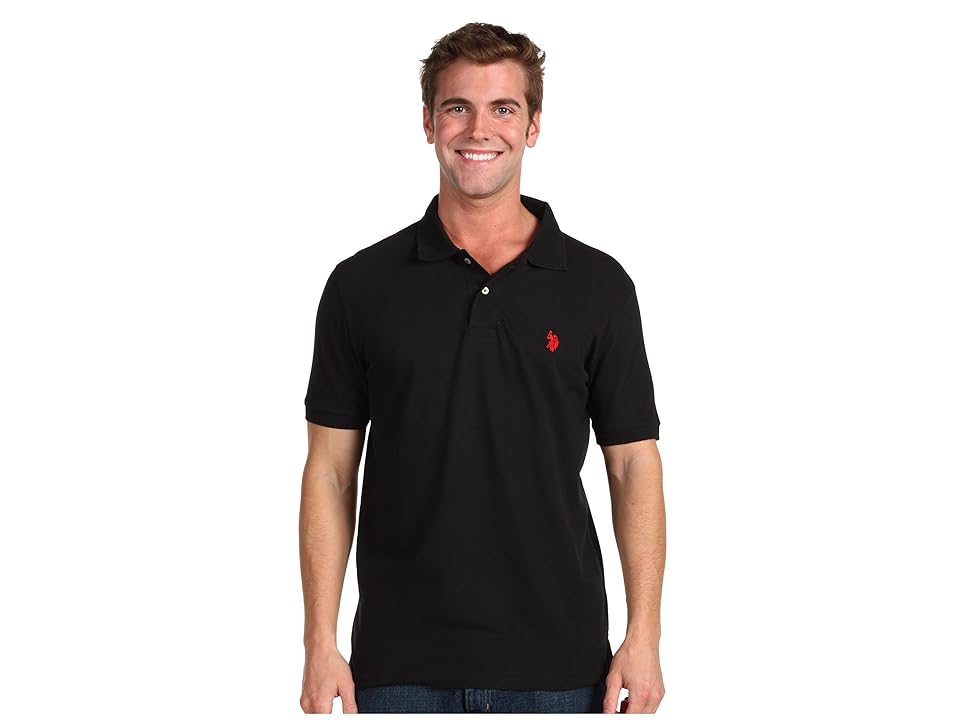

U.S. POLO ASSN. Solid Cotton Pique Polo with Small Pony (Black) Men's Short Sleeve Knit