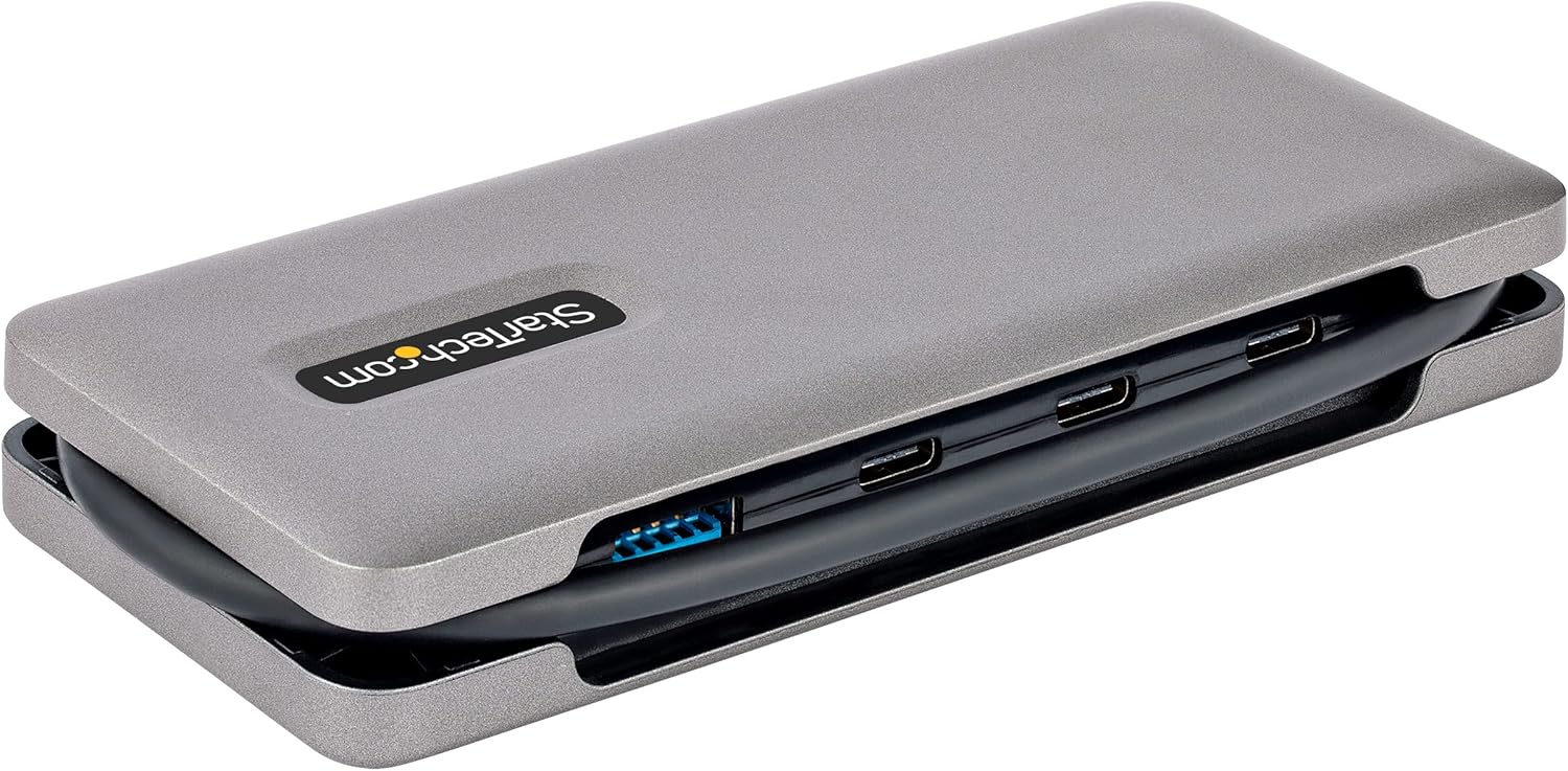 StarTech.com 4-Port USB-C Hub - 1x USB-A & 3X USB-C Ports - USB 3.2 Gen 2 (10Gbps) - Bus Powered - USB Type C Hub w/ 12.6in/32cm Wrap-Around Cable - Portable USB-C to USB-A Hub/Splitter (HB31CM1A3CB)