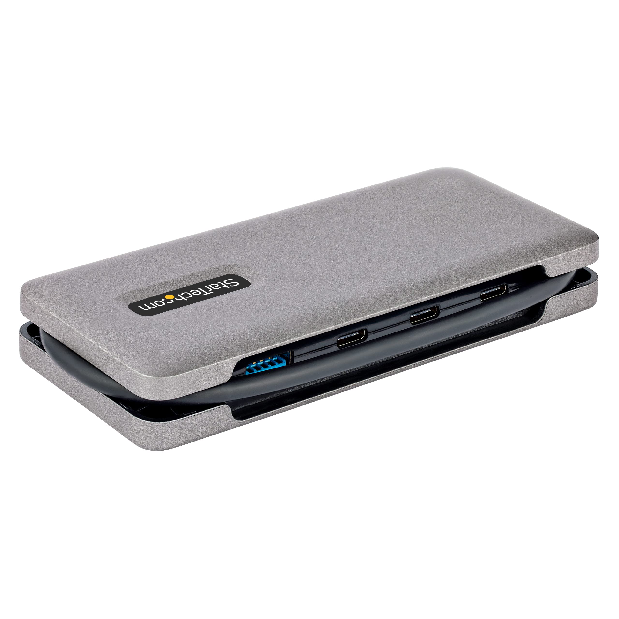 StarTech Hub USB-C 4 Ports avec 3X USB-C et 1x USB-A, 10Gbps (HB31CM1A3CB) | USB 3.2 Gen 2, Alimenté par USB, Câble enveloppant 32cm, Portable, Splitter, Câble hôte 25cm