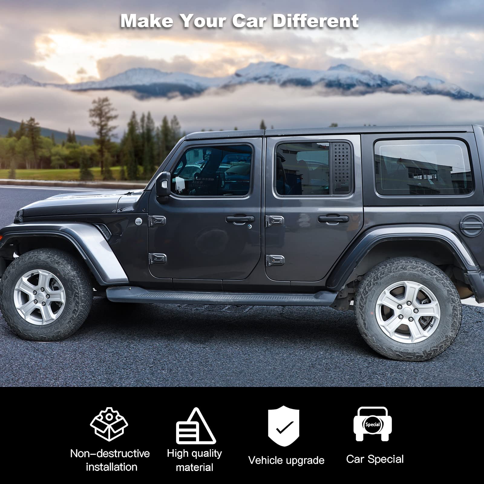 Decalcomanie finestrini posteriori Jeep Wrangler JL Unlimited 4 porte 2018-2022 Gladiator JT bandiera Stati Uniti