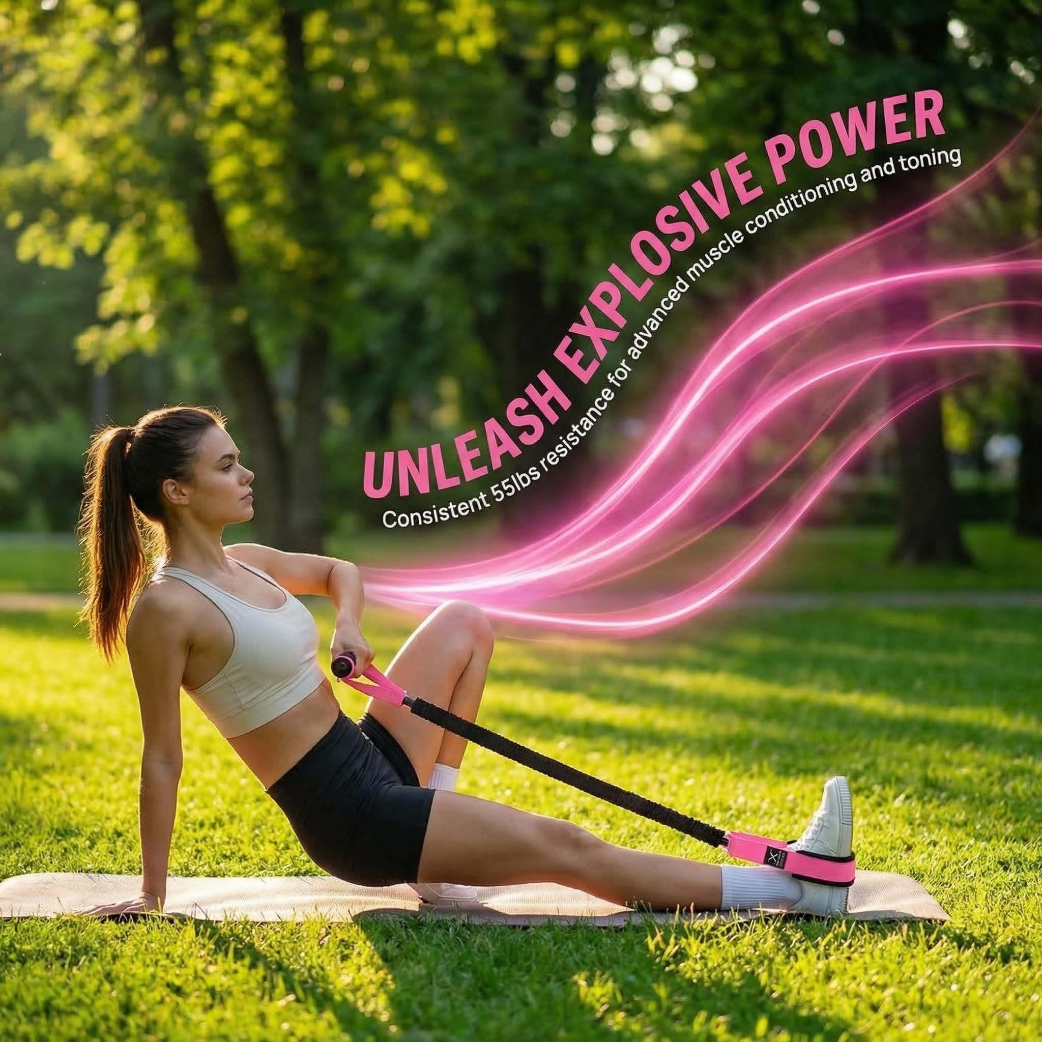 Banda de ejercicio de resistencia con asas para terapia física, entrenamiento de fuerza, tonificación muscular, yoga, pilates, con anclaje de puerta y bolsa de almacenamiento. (morado)