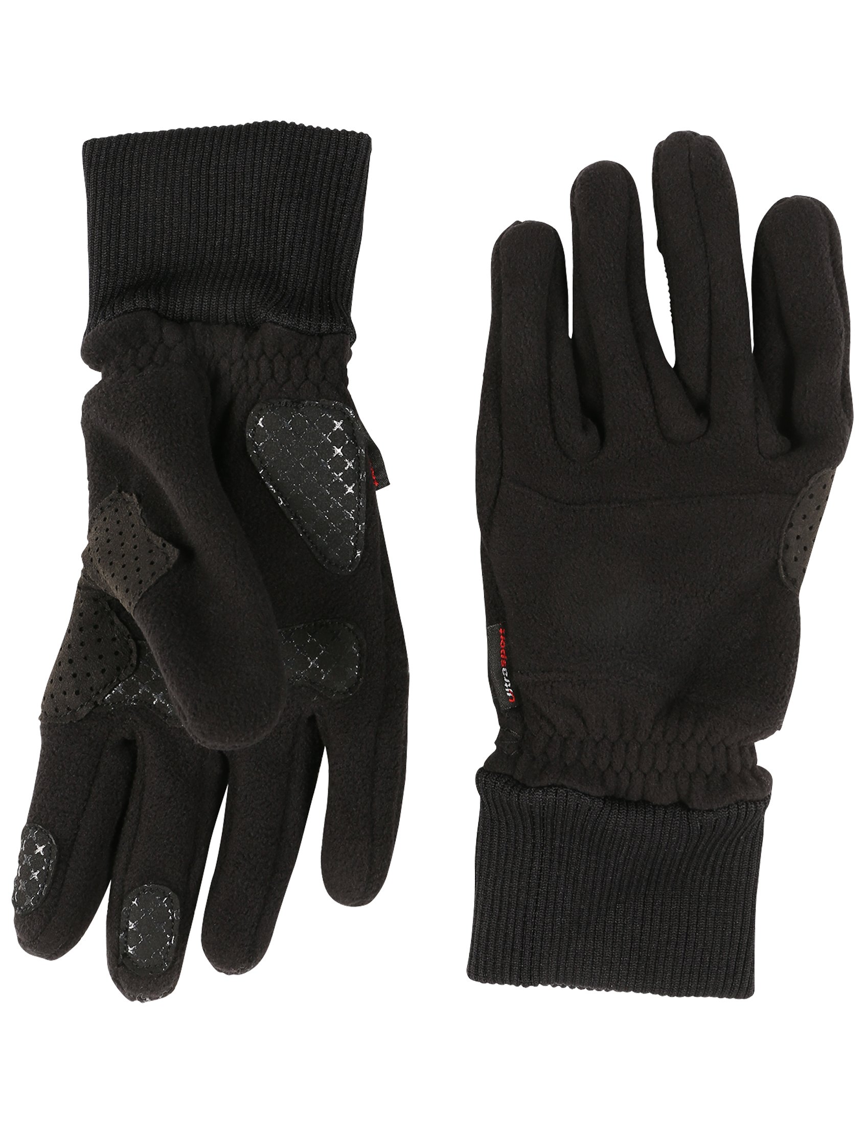 Ultrasport Basic unisex Cozy Fleece Winter- und Fingerhandschuh, Outdoor-/ Sporthandschuh, winddicht, mit Anti- Rutsch Silikonprint, Schutz vor Zugluft durch Rippbündchen am Handgelenk