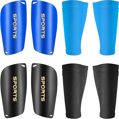 2 pares de espinilleras de fútbol con mangas de protección para espinilleras para adultos y jóvenes, para niños y niñas, juegos de fútbol,