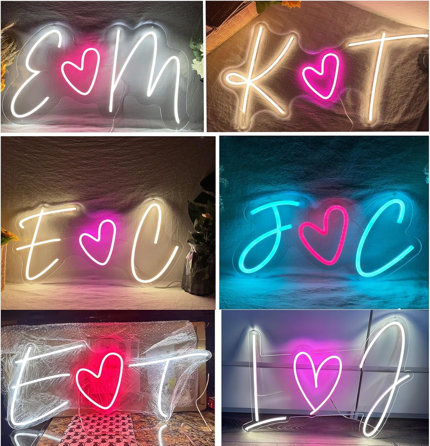 Custom LED Sign for Bedroom Personlized Wedding Initials Neon Sign Wall Decor,Custom Couple Initials LED Neon Light Sign Customizable Neon Name Sign Gifts.