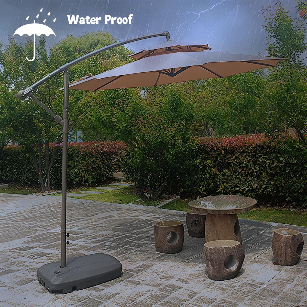 Esterno Terrazza Cortile Telo Ombrellone 6/8 Costole, 2/2.3/2.7/3.0/3.5M Copertura Di Ricambio Per Ombrellone Vele Parasole Da Giardino, AntisUV Mercato Tavolo Baldacchino Sostituzione(Beige,2.7M/8Rib