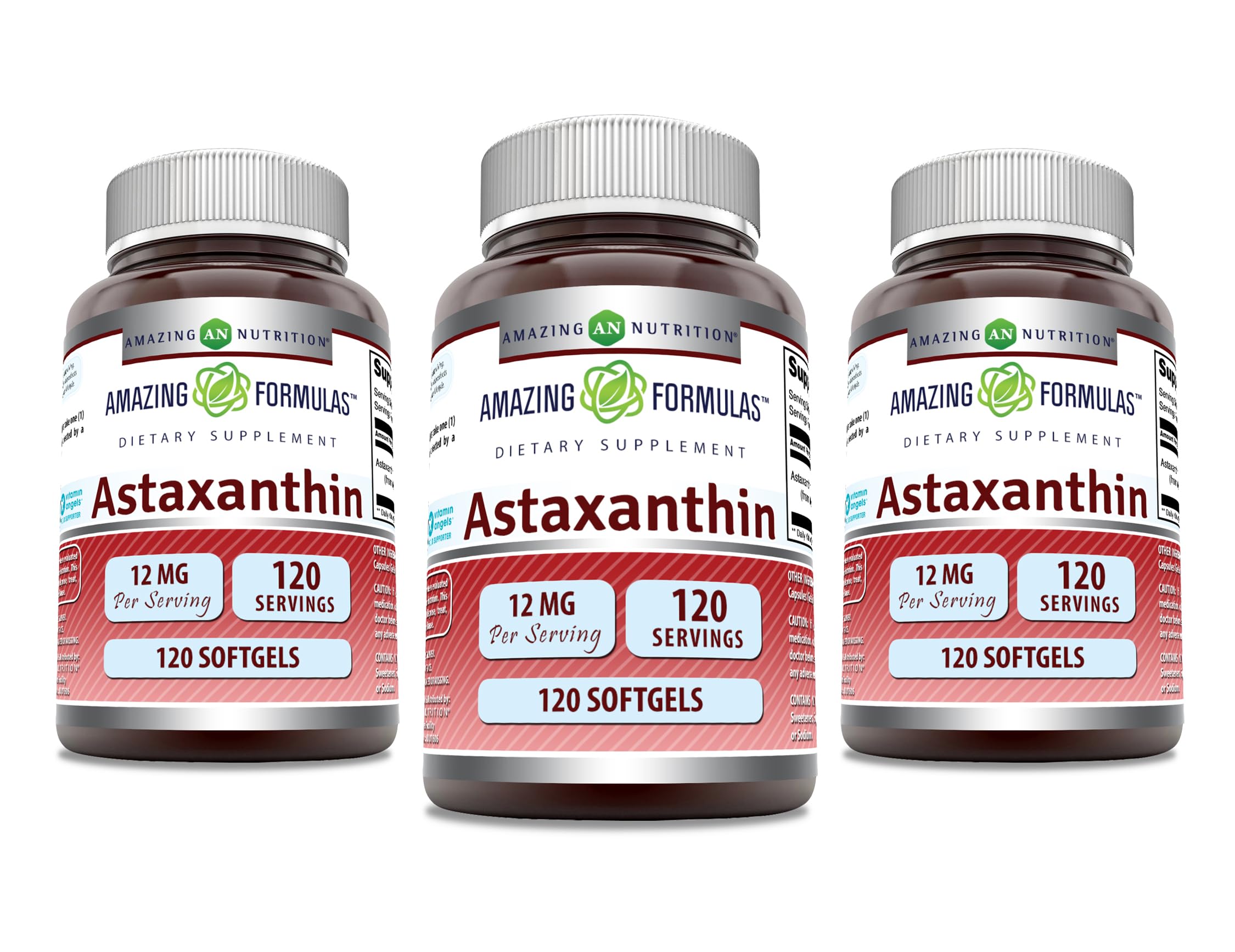 Amazing Formulas Astaxanthin 12mg Softgels Supplement | Non-GMO | Gluten Free (120 Count | 3 Pack)
