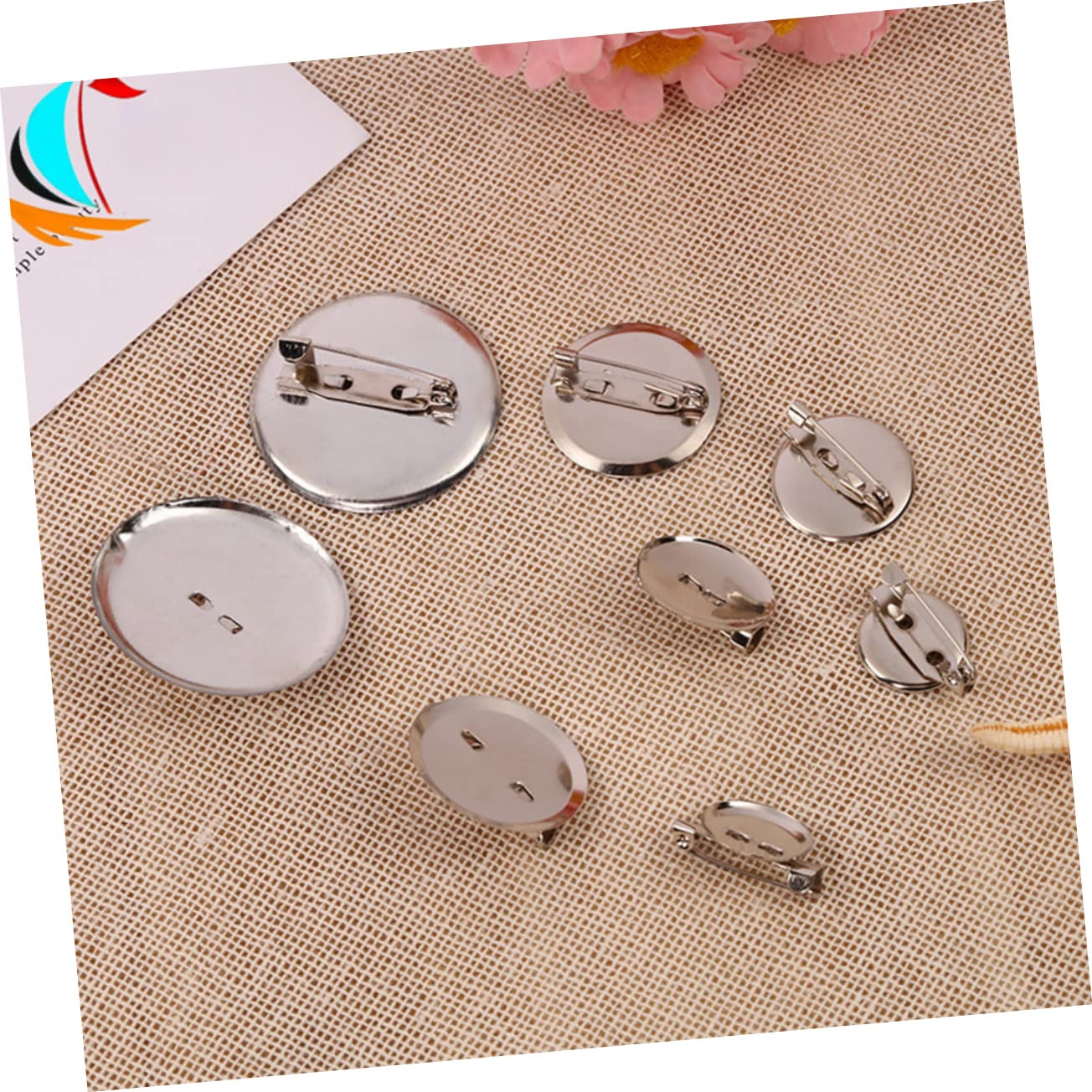 Ipetboom DIY Brooch Accessories 100pcs Round Plate Pin Backs Jewelry Pin Backs Round