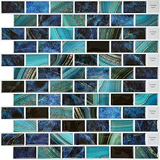 Subway Tiles Peel and Stick Backsplash, Self Adhesive Blue Backsplash St...